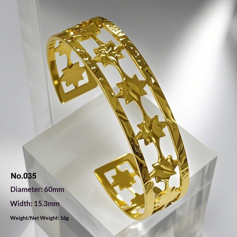 Retro Irregular Hollowed-Out Titanium Steel Bracelet