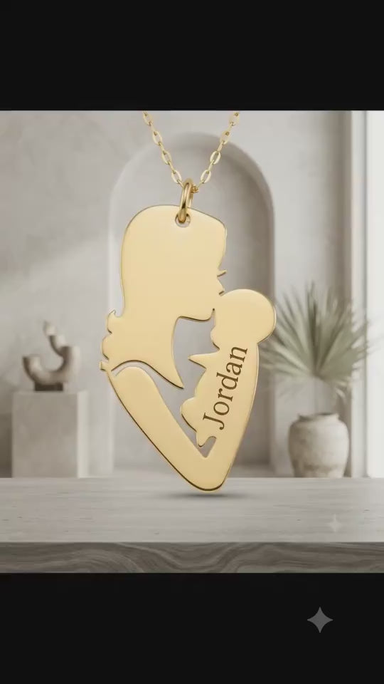 Custom Mother & Baby Name Necklace - 24K Gold Plated Gift