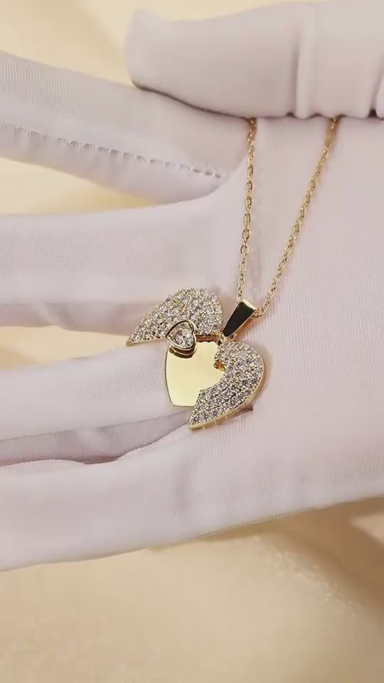 Personalized Heart Locket Necklace - Custom Engraved Gift