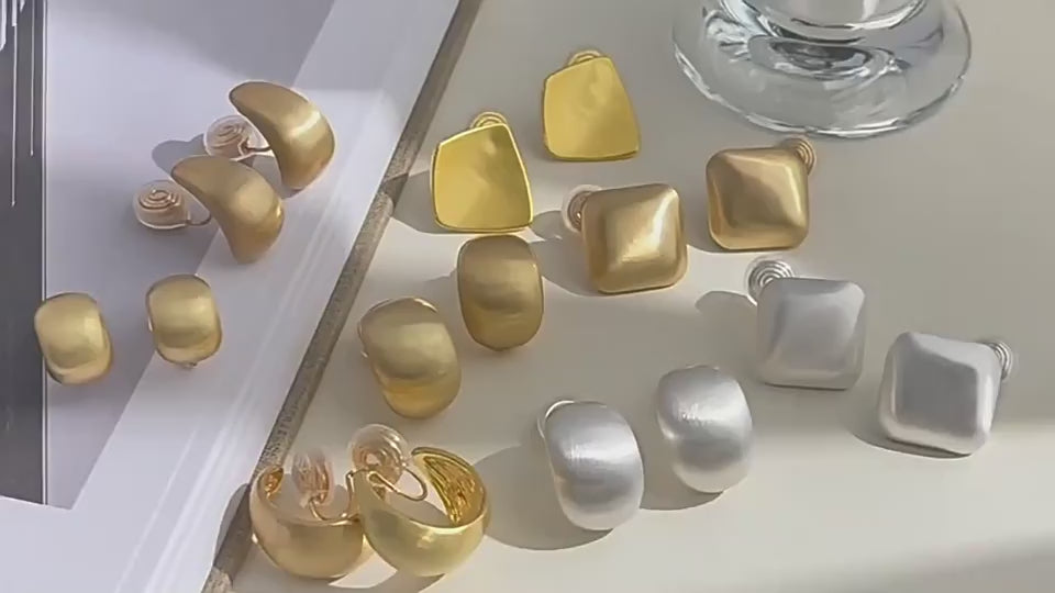 French Brushed Metal Ear Clips - No Piercing Coil Earrings