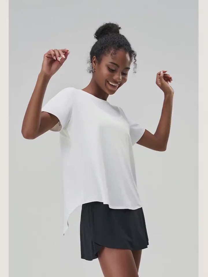 Women's Summer Yoga Short-Sleeve Sports Top - Ice Silk Cool Touch