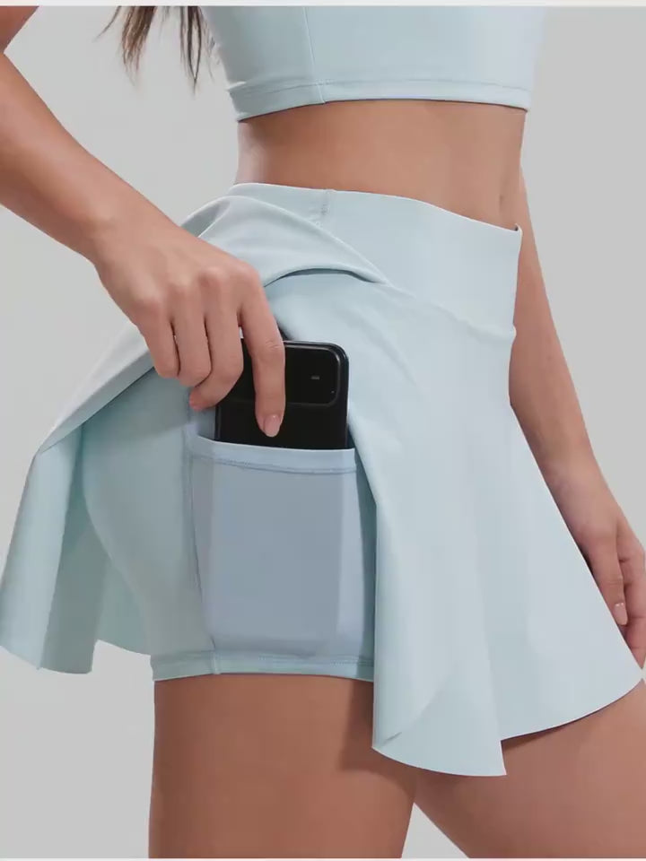 Breathable Yoga Skort with Pockets - Slim Fit for Running