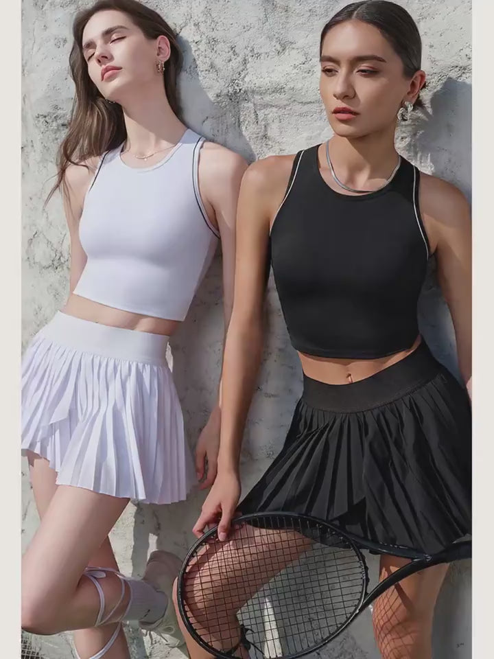 Women's Spring & Summer Tennis Skirt Set with Safety Shorts